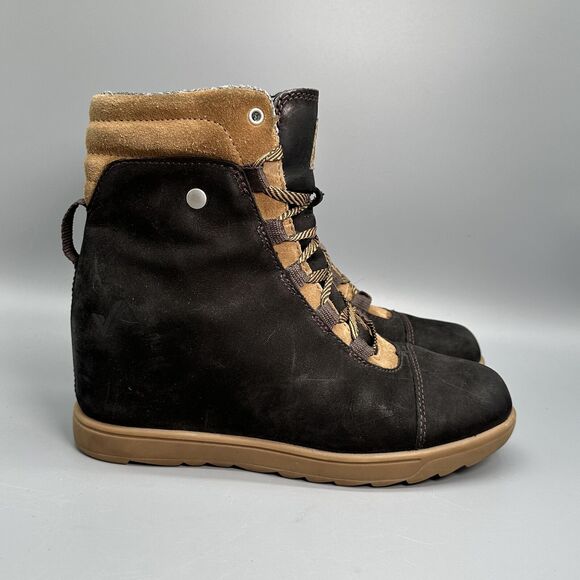 Forsake Alma Women's Size 7 Boot Black High Hidden Wedge Waterproof Lace Up - Picture 1 of 9